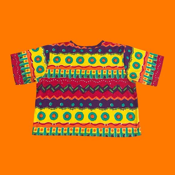 90's vintage 100% cotton short sleeve oversized boxy crop top LARGE - Picture 4 of 8